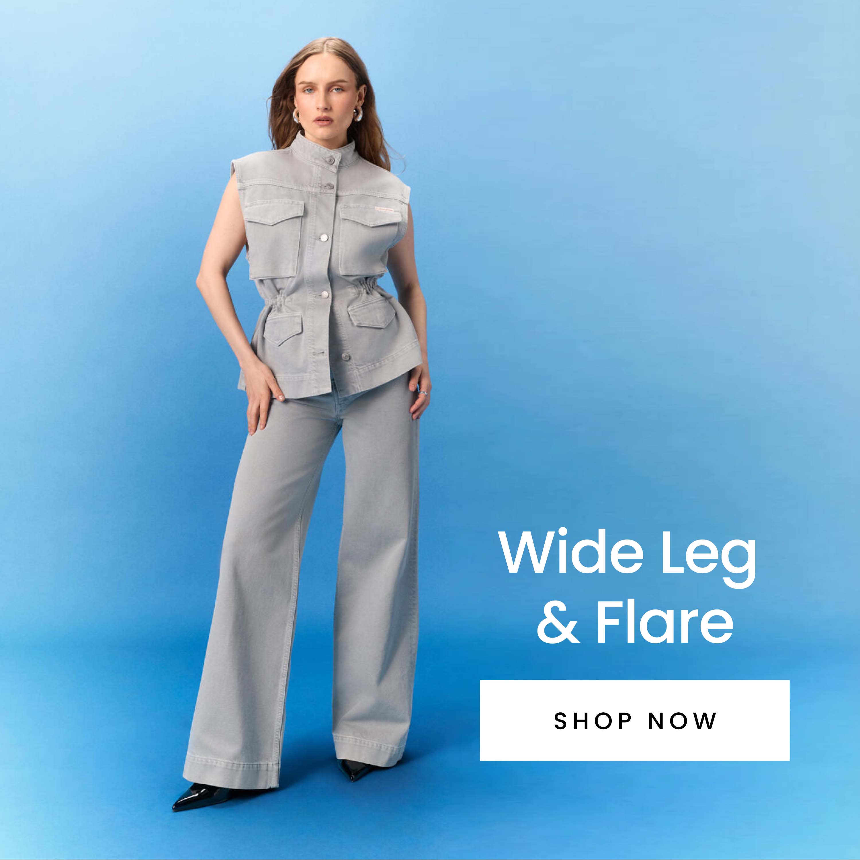 Women's wide-leg and flare denim jeans. Shop now.