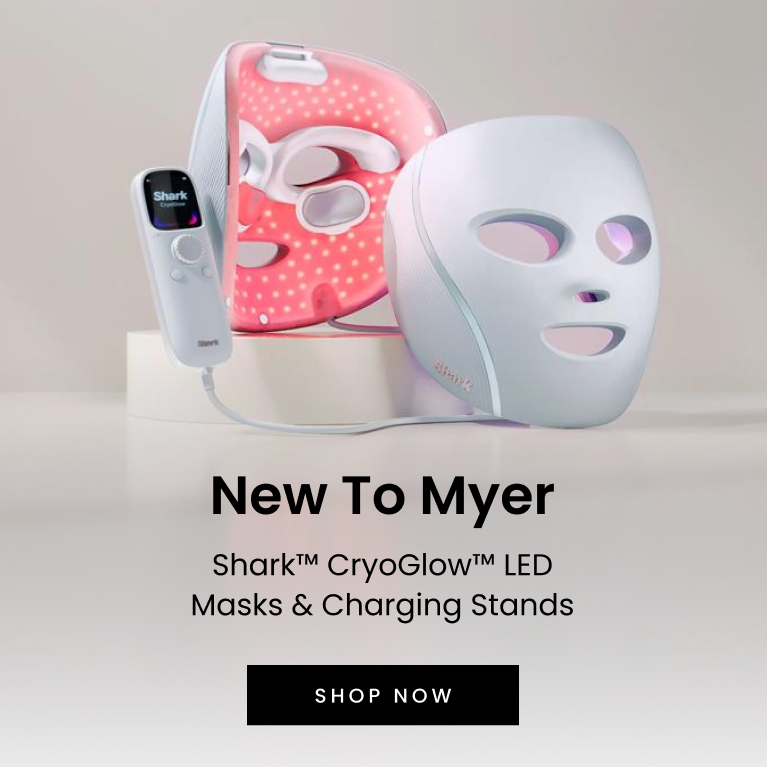 New To Myer Shark™ CryoGlow™ LED Masks & Charging Stands.