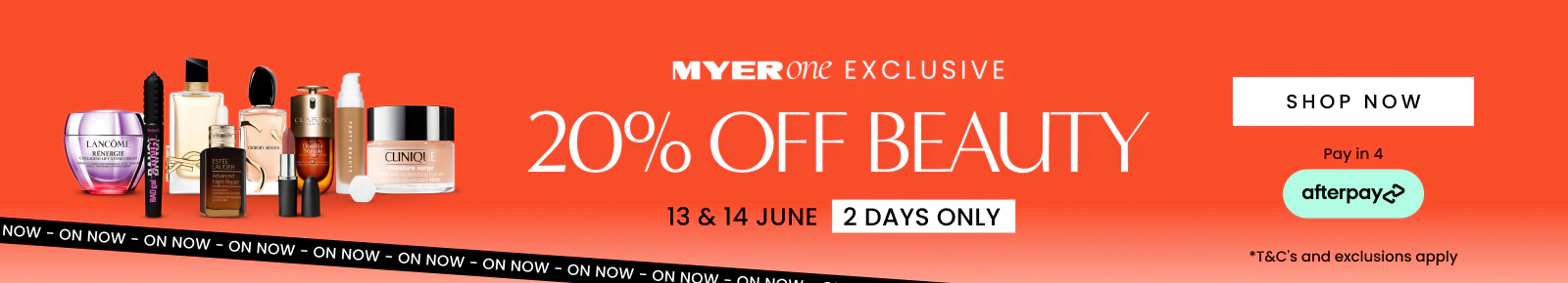20% off Beauty. MYER one Exclusive. This weekend only. Shop now.
