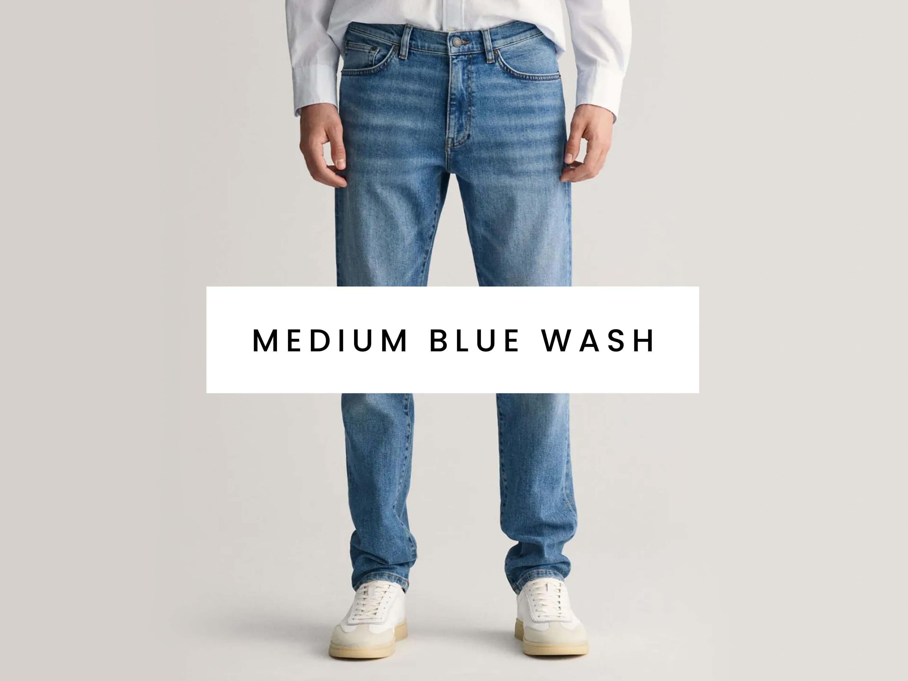 Men's Medium Blue Wash Jeans. Shop now.