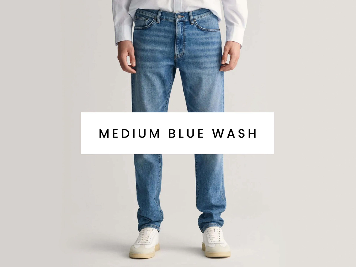Men's Medium Blue Wash Jeans. Shop now.