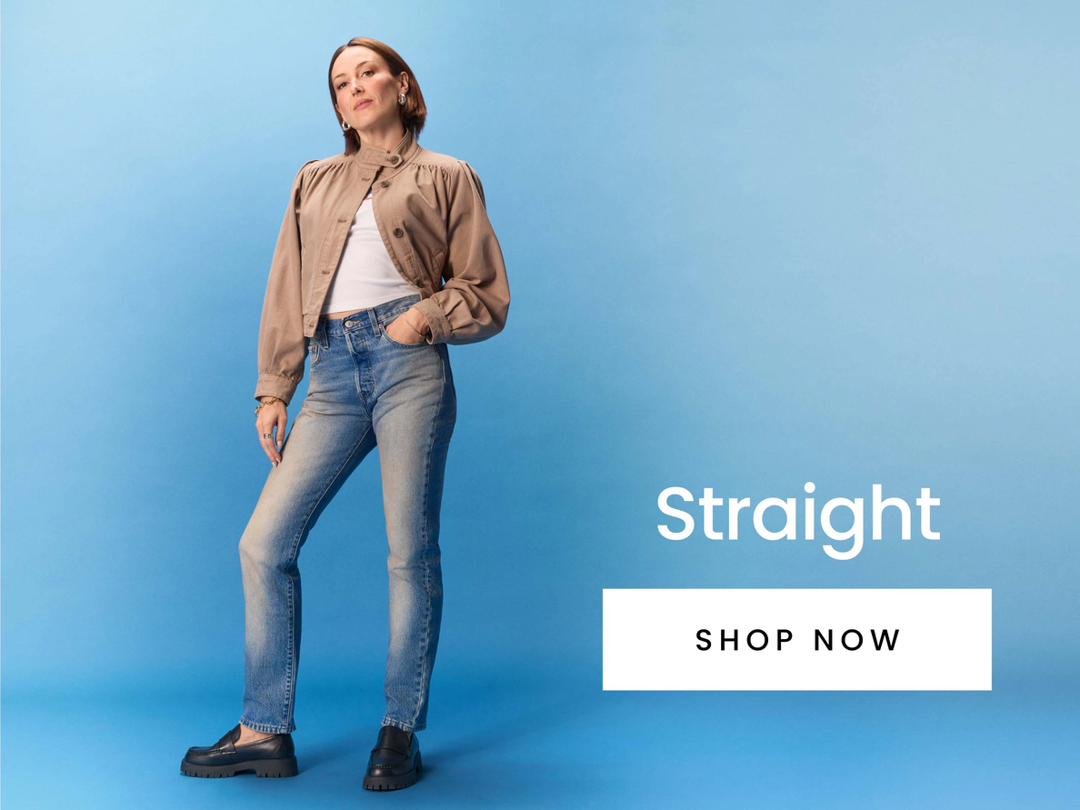 Women's straight leg denim jeans. Shop now.