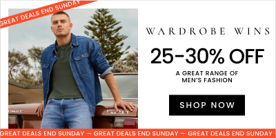 25-30% off a great range of men's fashion. Click here to shop now.