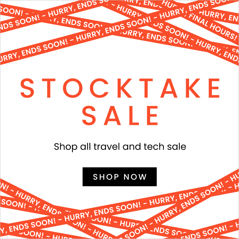 Stocktake sale shop all Travel and Tech sale. Ends Sunday. Click here to shop now.