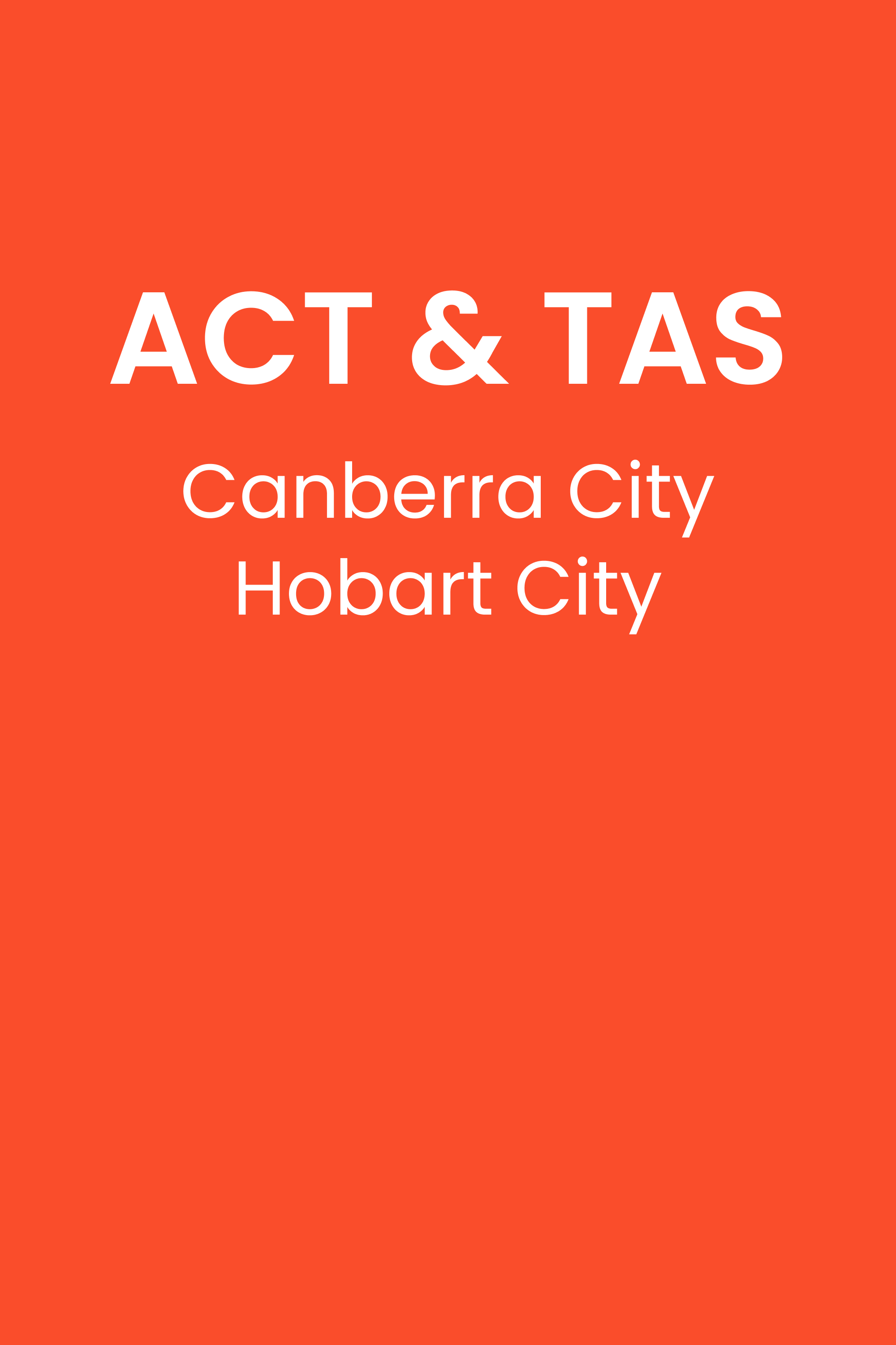 ACT & TAS- Canberra City, Hobart City