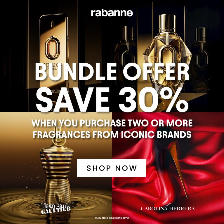 30% off when you purchase two or more fragrances from iconic brands Rabanne, Jean Paul Gaultier or Carolina Herrera!. Click here to shop now.
