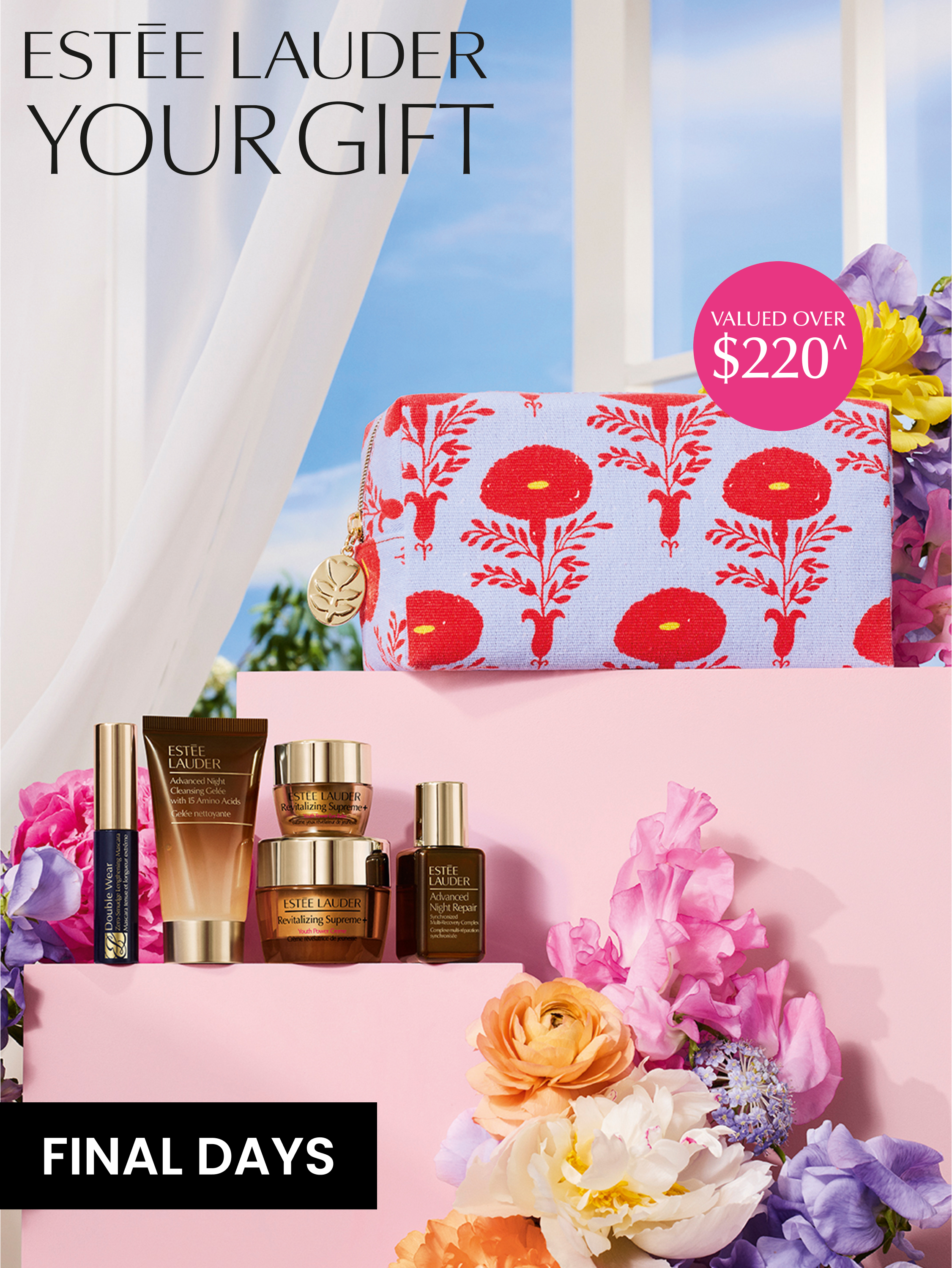Receive your deluxe 6-piece gift when you spend $99 or more on Estée Lauder. Gift available in all stores and online from Friday, 27th February until Sunday, 15th March 2026, or while stocks last. VALUED OVER $220