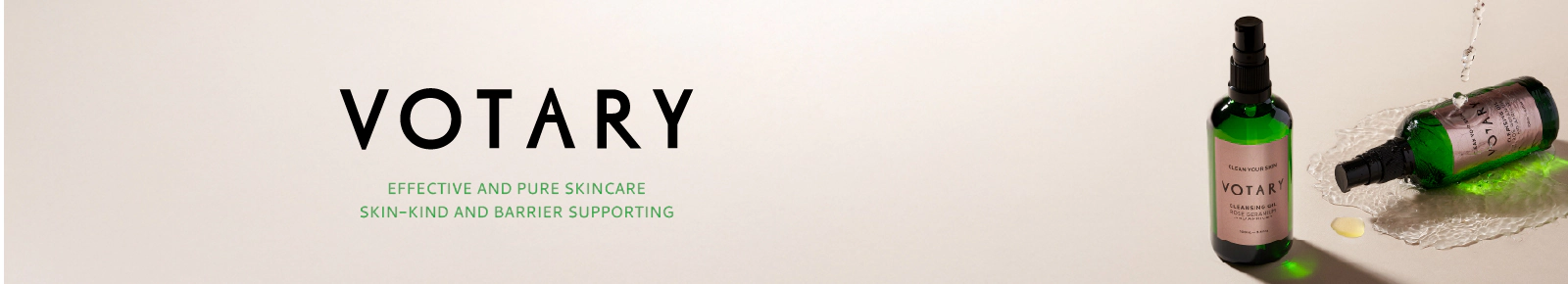 Votary effective and pure skincare. Skin-kind and barrier supporting.