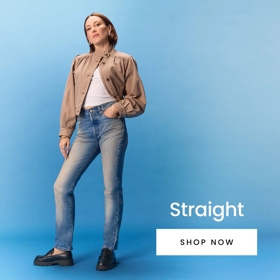 Women's straight leg denim jeans. Shop now.