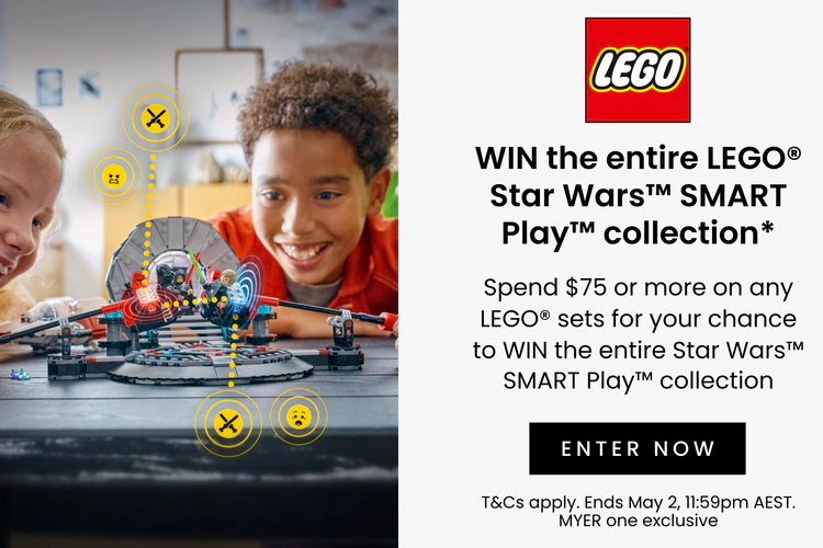 Win the entire Star Wars Smart Play collection. Spend $75 or more on any lego sets for your chance ti win the entire star wars Lego collection. Click here to shop now.