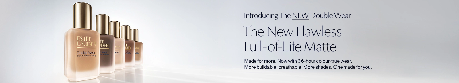 Introducing The new Flawless Full-of-Life Matte foundation by Estee Lauder.