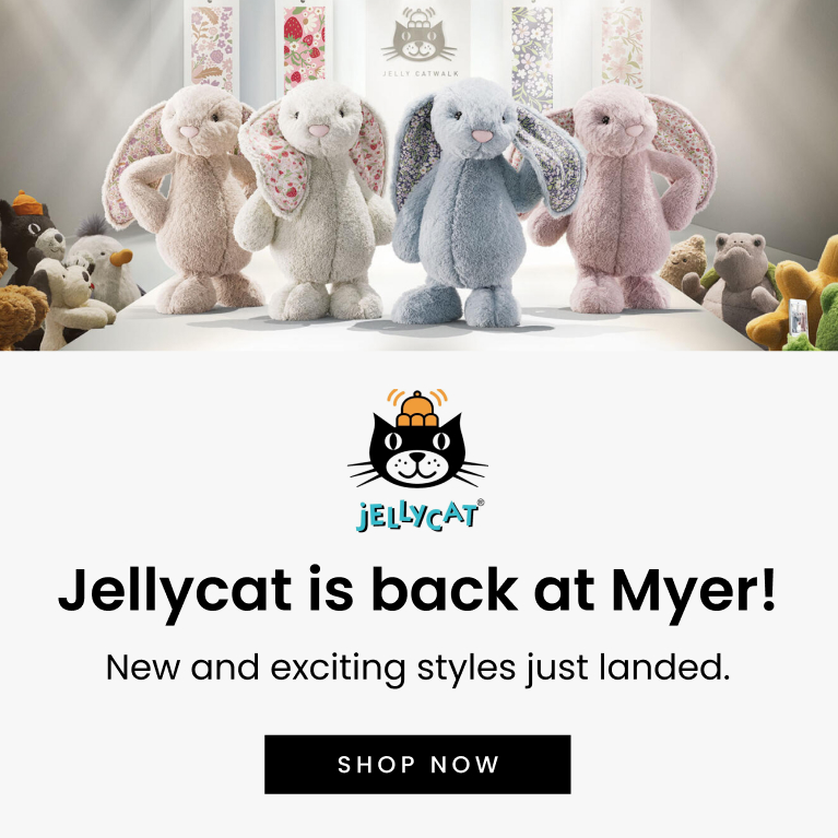 Jellycat is back at Myer! New and exciting styles just landed. Click here to shop now.