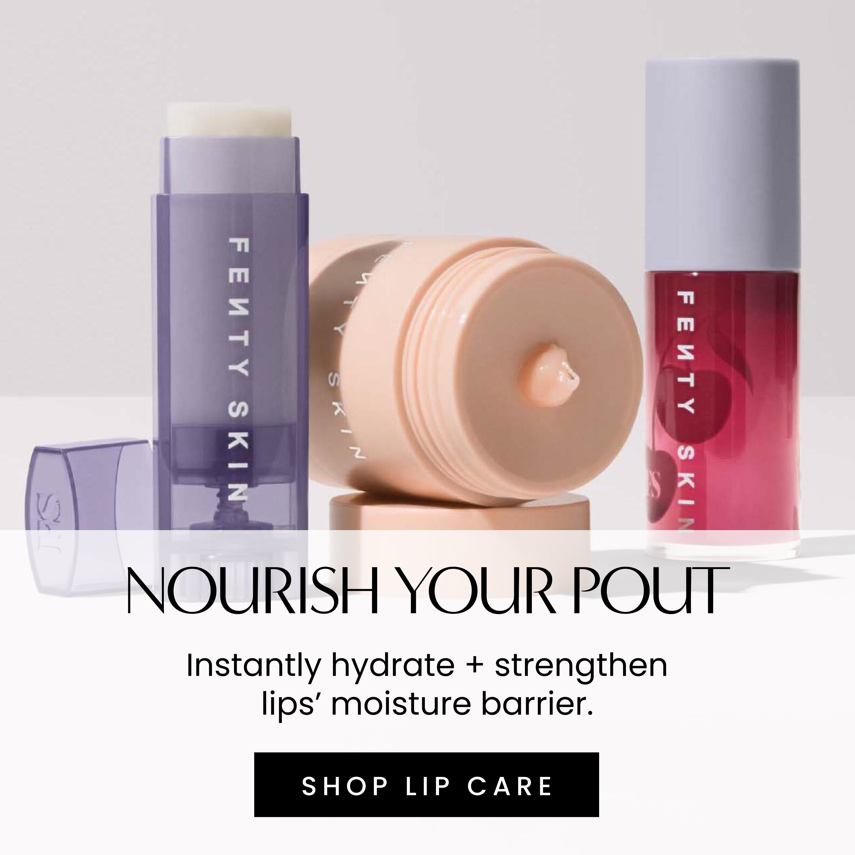 Nourish your pout. Instantly hydrate + strengthen lips’ moisture barrier. Shop lip care