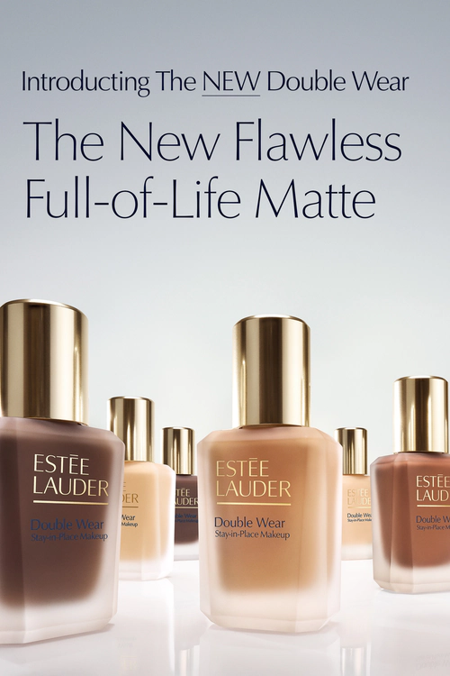 Introducing The NEW Double Wear. The New Flawless. Full-of-Life Matte Made for more. Now with 36-hour colour-true wear. More buildable, breathable. More shades. One made for you.