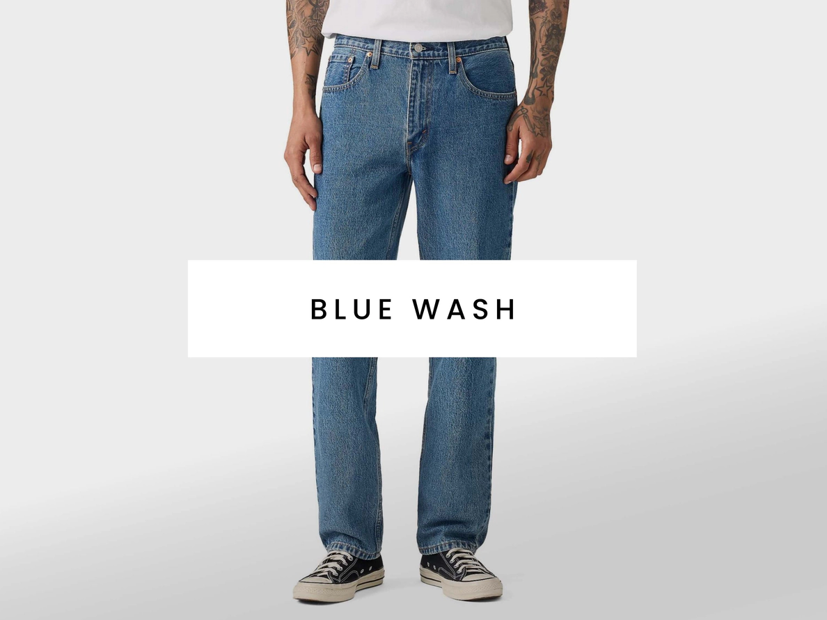 Men's blue wash jeans. Shop now.