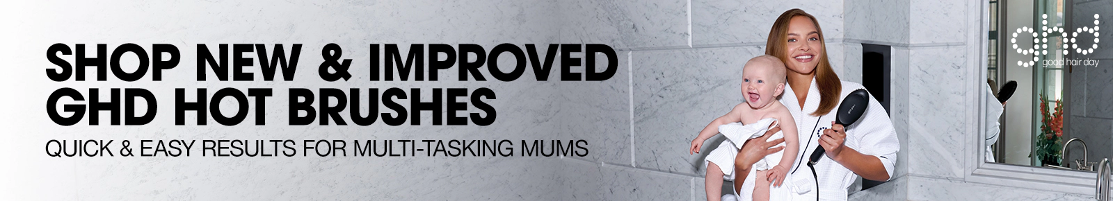 Shop new and improved GHD hot brushes. Quick and easy results for multi-tasking mums