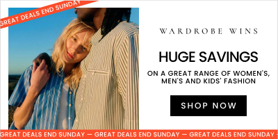 Wardrobe wins huge savings on a great range of women's, men's and kids' fashion. Click here to shop sale offers.