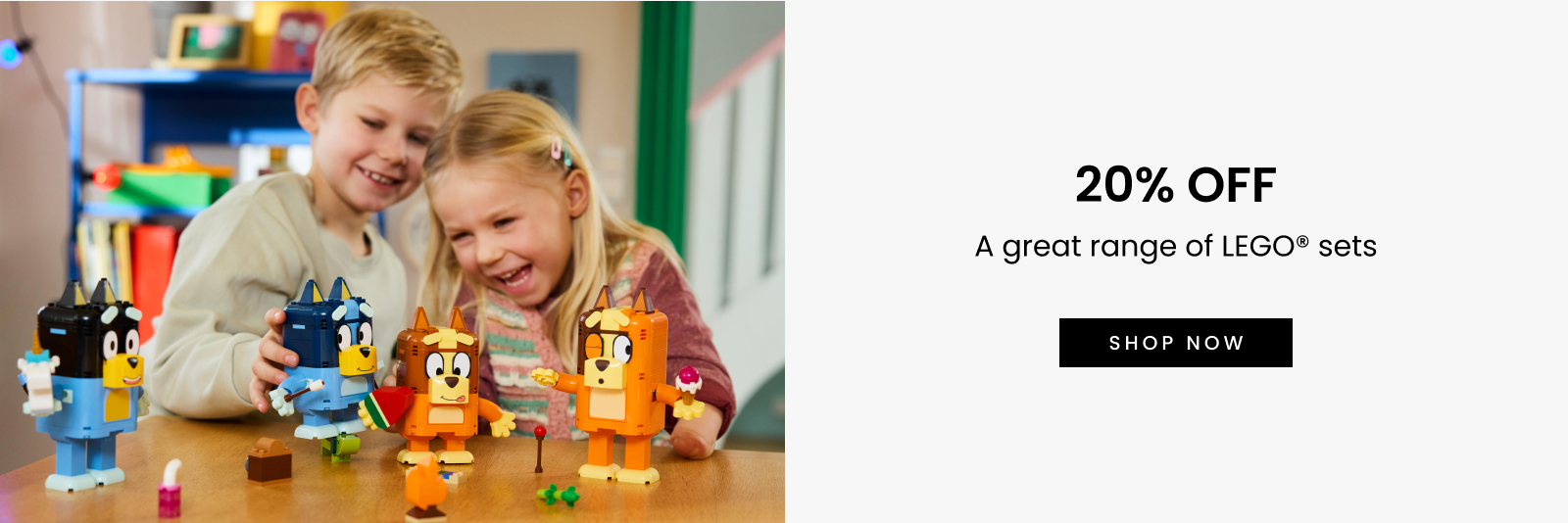 20% Off a great range of LEGO® sets. Click here to shop now.
