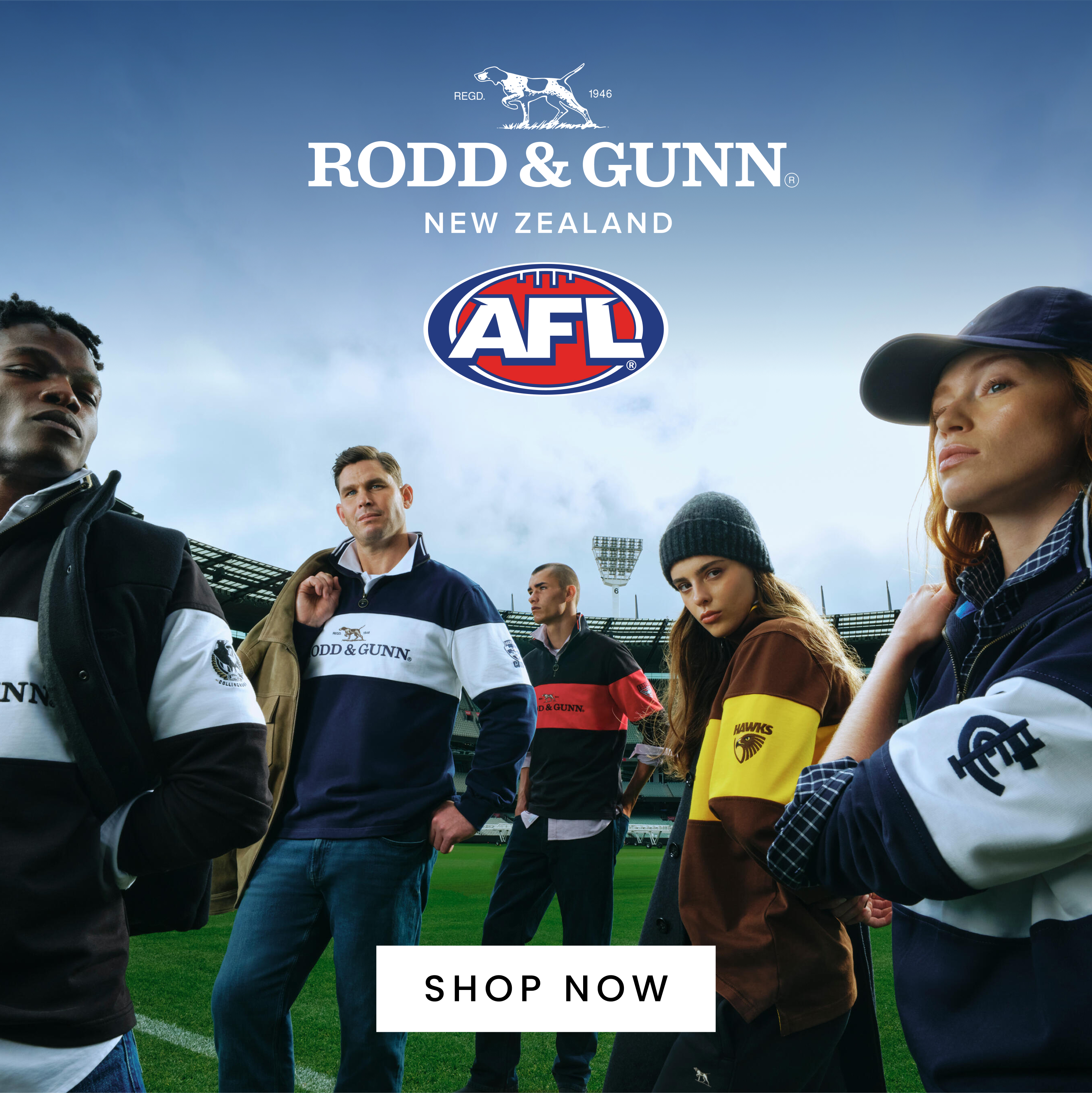 Rodd & Gunn and AFL. Click here to shop now.