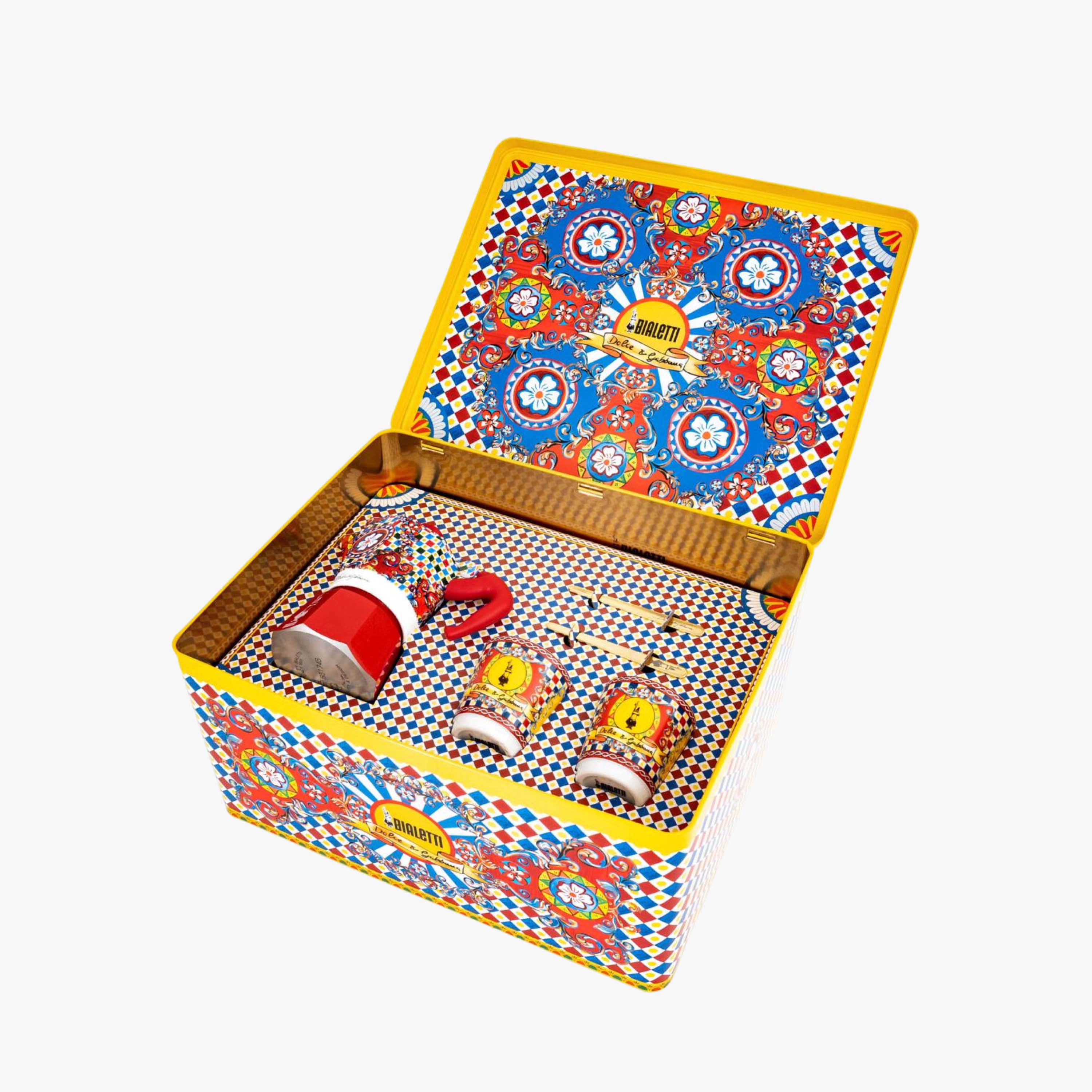 Click here to shop the Bialetti Dolce & Gabbana Moka 2 Cup Espresso Maker and Coffee Cups Gift Set