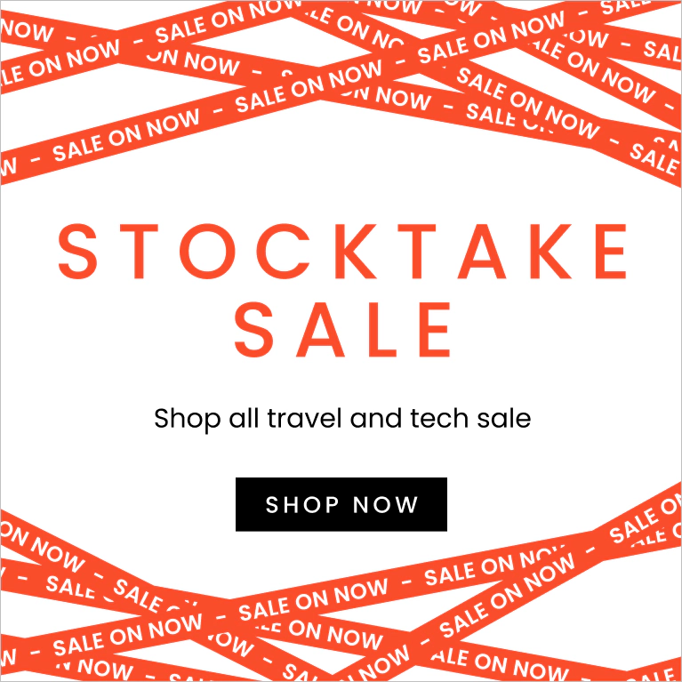 Stocktake sale shop all Travel and Tech sale. Click here to shop now.