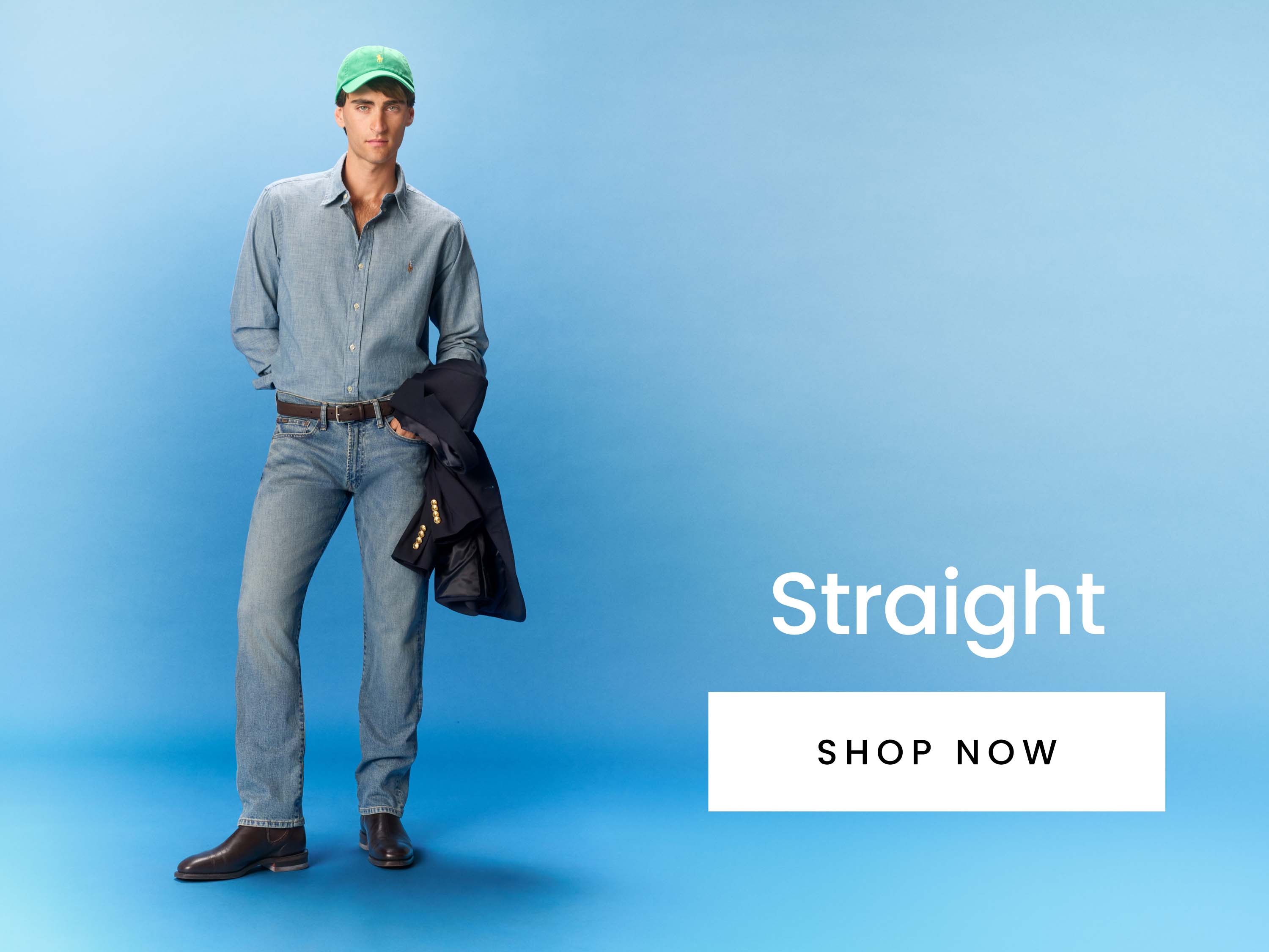 Men's straight leg denim jeans. Shop now.