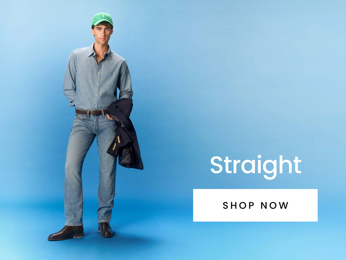 Men's straight leg denim jeans. Shop now.