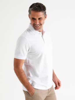 white sports polo shirt