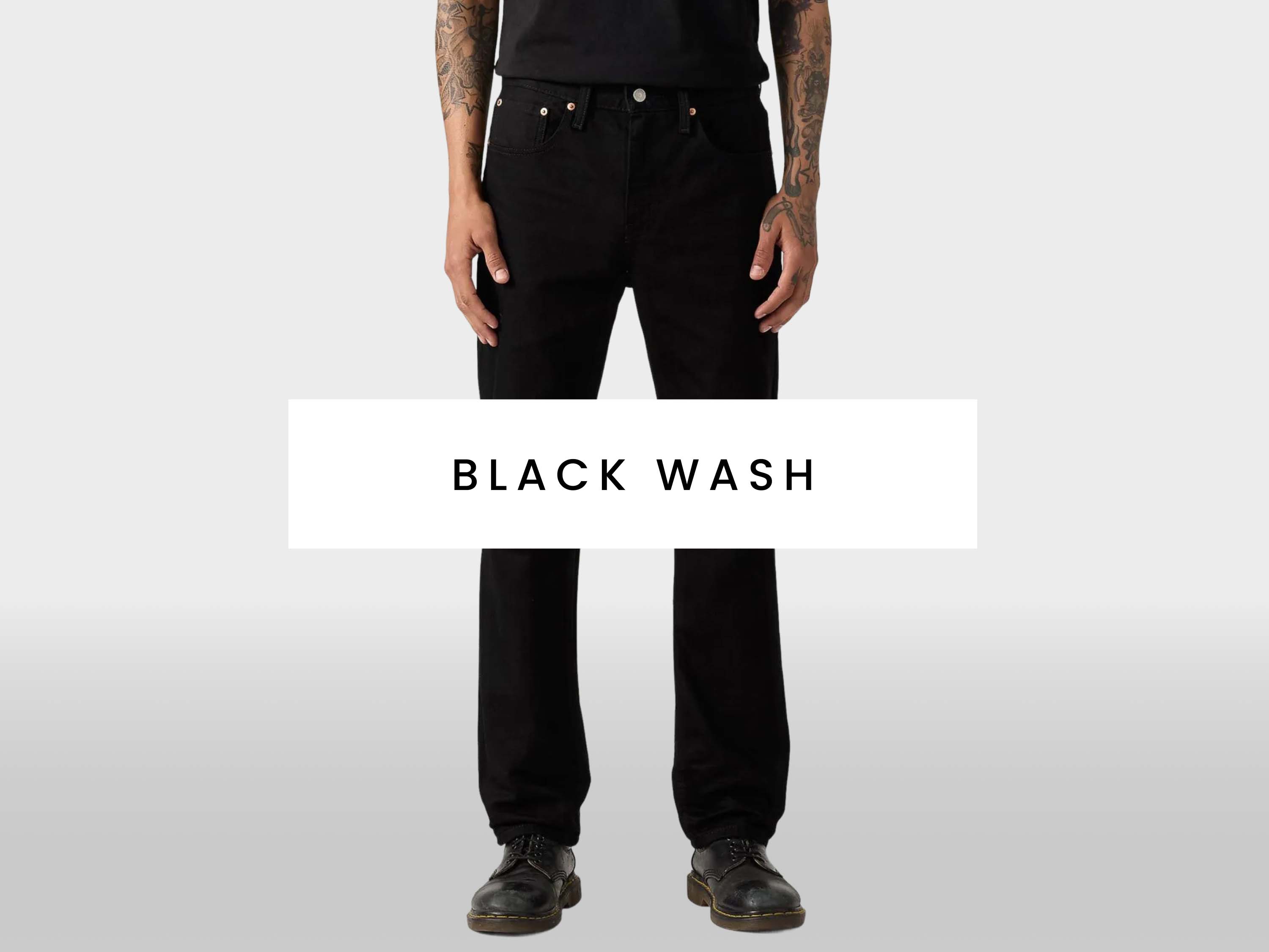 Men's black wash jeans. Shop now.