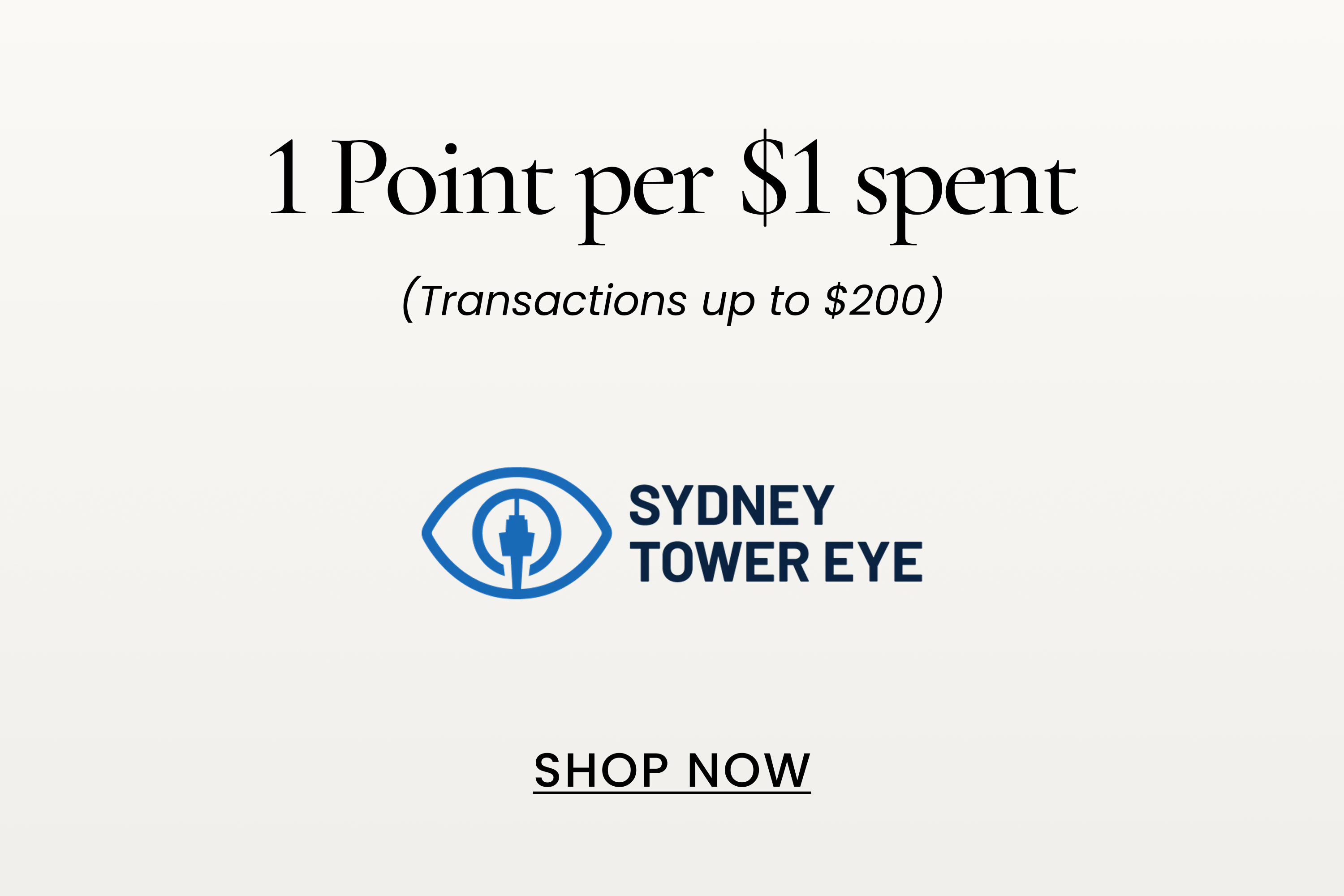 1 Point per $1 spent
(Transactions up to $200)
SHOP NOW